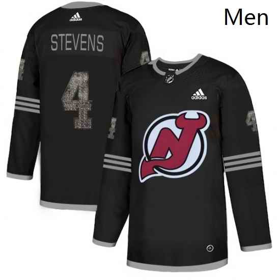 Mens Adidas New Jersey Devils 4 Scott Stevens Black Authentic Classic Stitched NHL Jersey